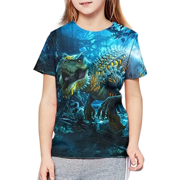 T-Rex 3D graphic print t-shirt. Lightweight, comfy crew neck. Sz. boys 9-10 yrs. - Picture 4 of 4